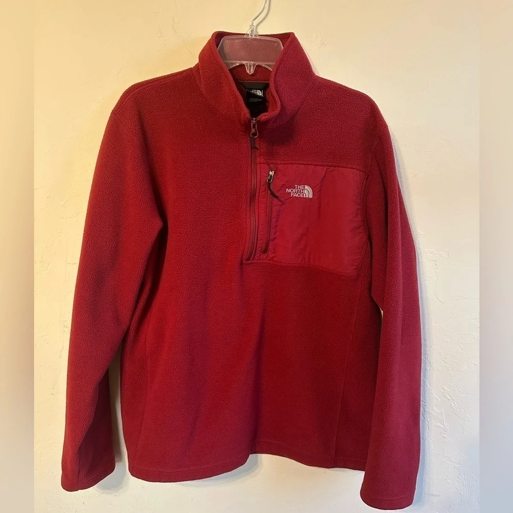 The North Face Classic Cozy Red Fleece 1/2 Zip Pullover Sz L